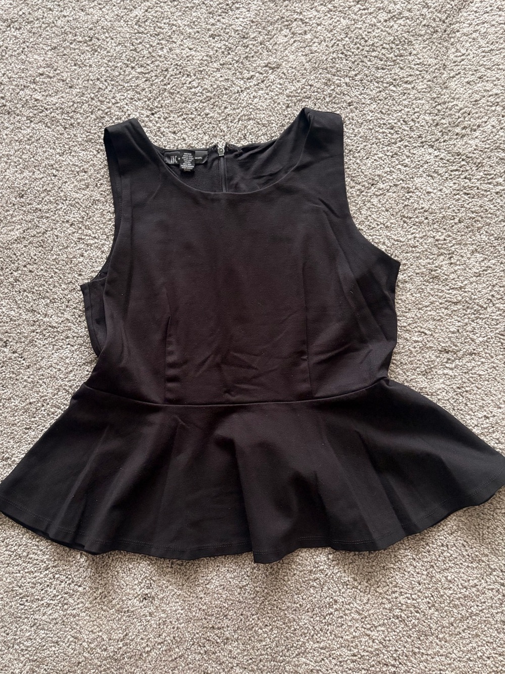 INC International Concepts Black Sleeveless Peplum Tank